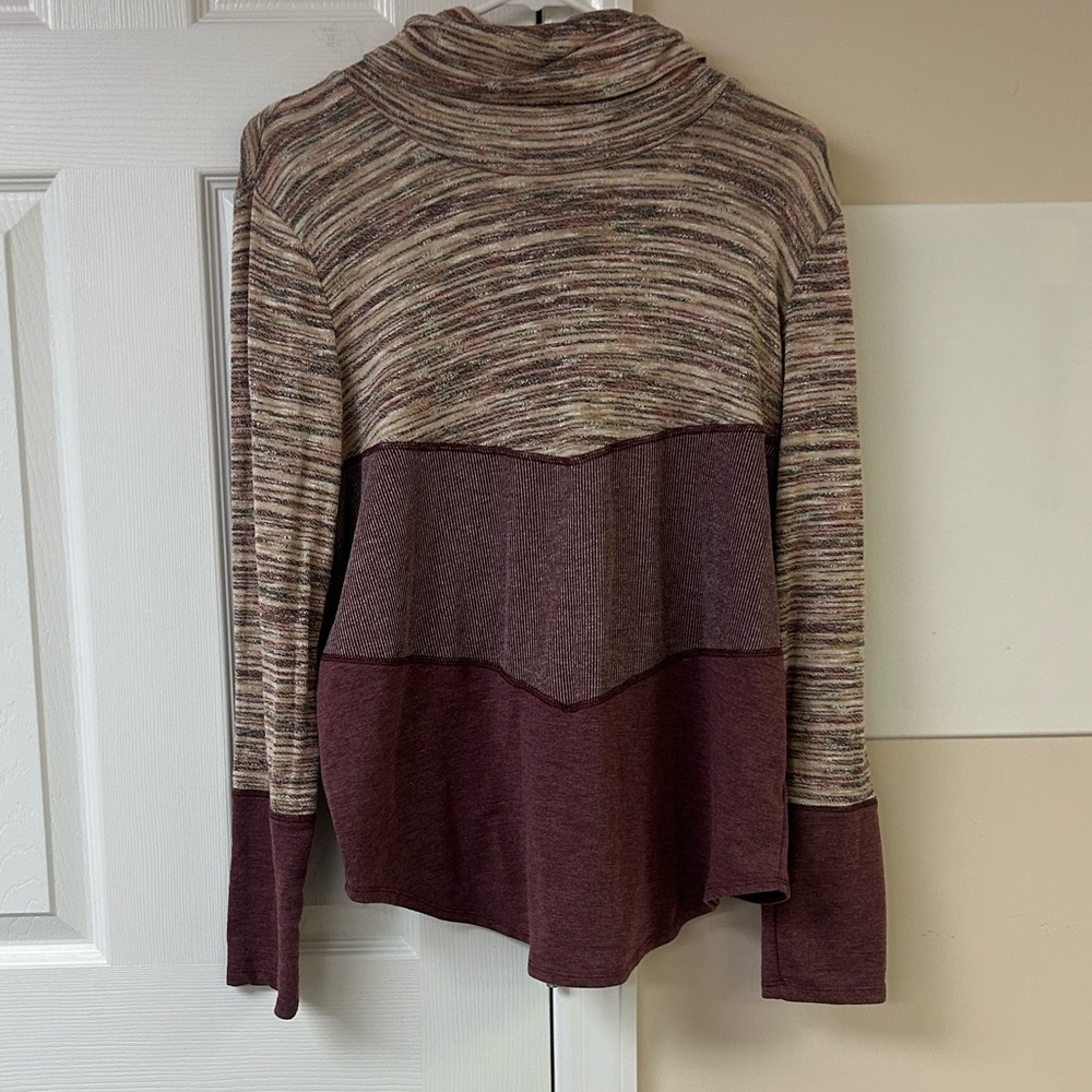 Maurice’s chevron colorblock cowl neck pullover long sleeve shirt